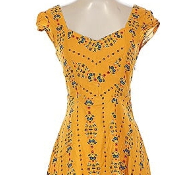 Urban Outfitters Mustard Yellow Flutter Sleeve Sundress XS - Picture 4 of 6